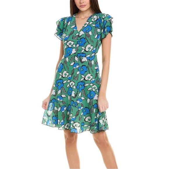 Cabi Dresses & Skirts - Cabi Green and Blue Floral Celebrate Dress Reversible sz Small wedding occasion